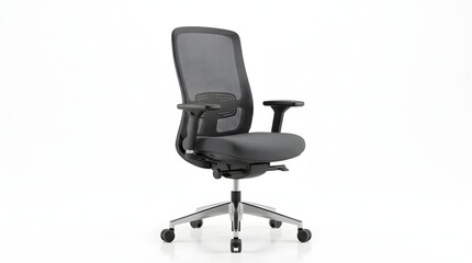 Obraz premium A Modern Office Chair With A High Backrest And Armrests The Chair Is Black Color