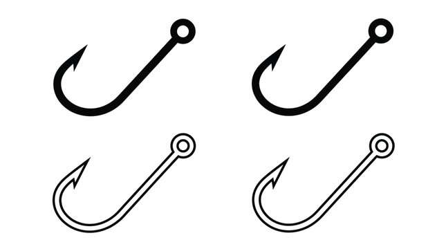 Fishing Hooks Silhouette On White Background Minimalist Design
