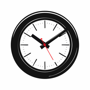Black and White Clock Face with Red Second Hand