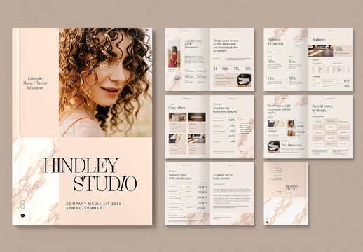 Influencer Media Kit Template, Press Kit Pitch Deck, Sponsorship Rate Card Brochure Layout