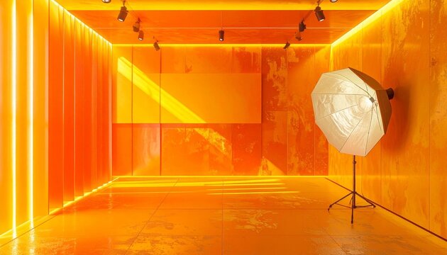 orange and yellow studio room with light box background