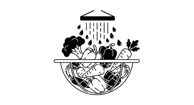 Vegetables in a bowl with shower.