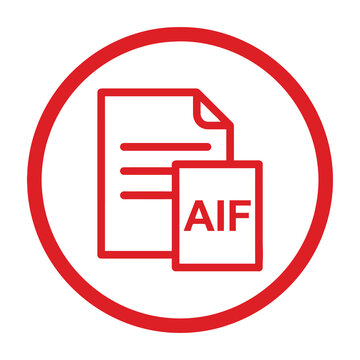 AIF File Format Icon Red Outline Symbol for Digital Audio Interchange File Type Data Storage