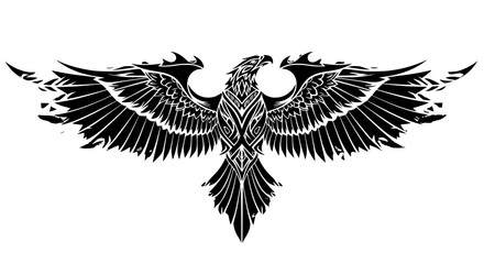 Fototapeta premium Black Eagle Bird Wings Spread Wide.