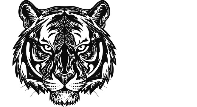 Detailed illustration of a tiger head.