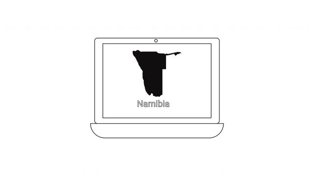 Namibia Map on Laptop Screen Digital Representation.