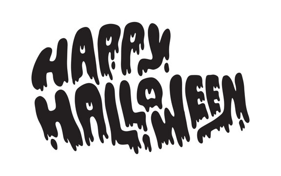 Happy Halloween text typography with melting slime effect vector illustration