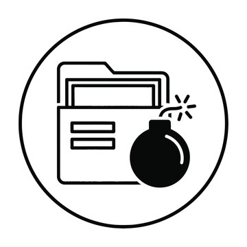 Folder with explosive bomb icon symbolizing data destruction