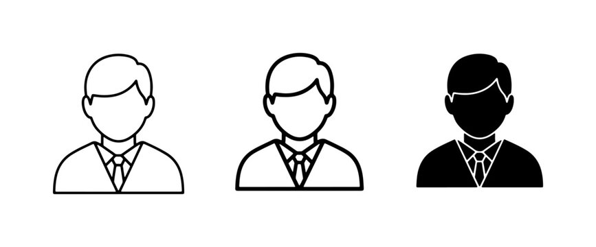 Business Man Icons, Professional User Avatars, Silhouette Person Symbols