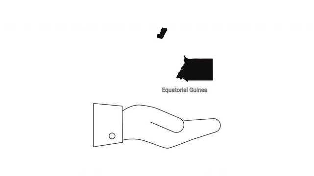 A hand holding a map of Equatorial Guinea with the letter J above.