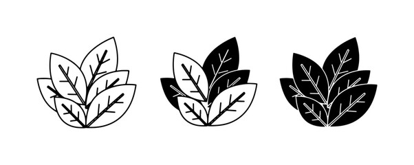 Leaf Icons Set, Plant Graphics, Nature Elements, Greenery Vector Art © Sajib