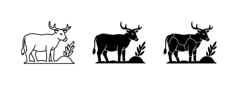 Cow Icons, Livestock Vector Art, Farm Animal Graphics