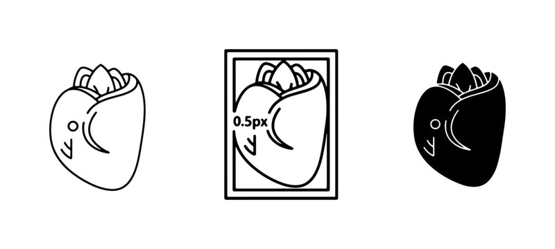 Burrito Icons: Outline, Bounding Box, Solid Fill Vector Art