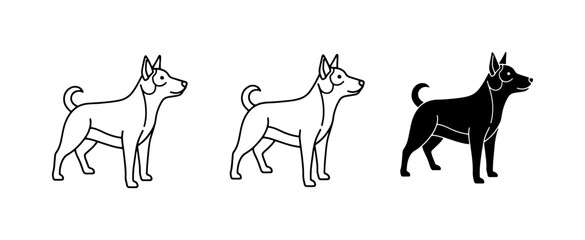 Obraz premium Dog Icons: Outline and Silhouette, Pet Vector Graphics