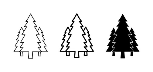 Pine Tree Icons, Forest Graphics, Evergreen Vector Set © Nur