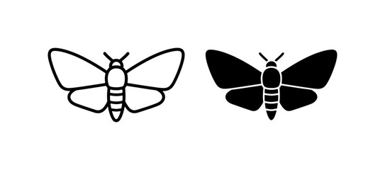 Moth Icons: Outline and Silhouette, Insect Vector Graphics © Mahfuzur