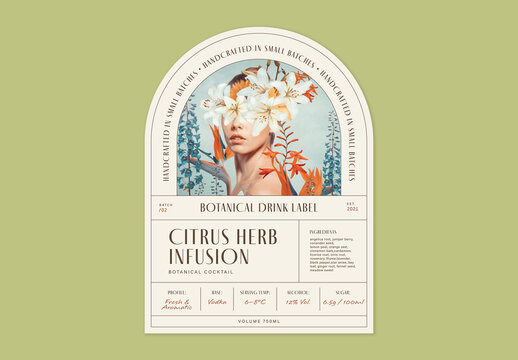 Product Label Template, Retro Vintage Product Packaging Sticker Tag For Food, Drink, Cosmetics