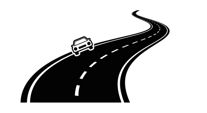 Car driving on a winding road.