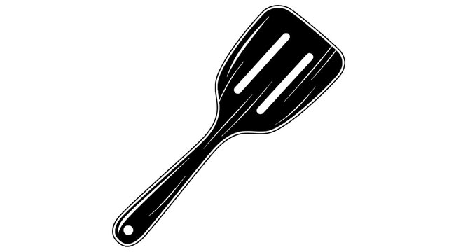 Black spatula kitchen cooking utensil tool.