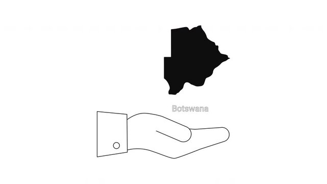 Botswana Map and Hand Icon Representing Business and Support.
