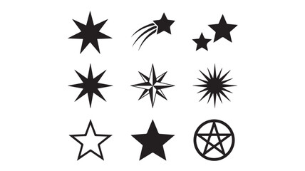Obraz premium Stars of various geometric shapes and celestial designs are arranged in a clean grid pattern.
