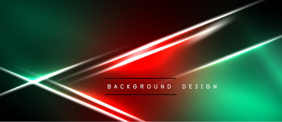 Abstract background features vibrant red, green gradients. White lines create dynamic diagonal patterns, modern aesthetic. Dark areas frame design. © antishock