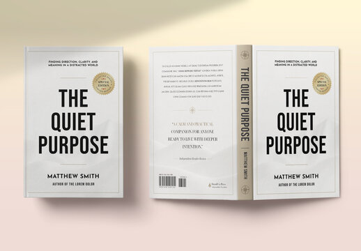 Minimalist Book Cover Template For Paperback Wrap, Ebook Cover, Novel Jacket, Typography Design