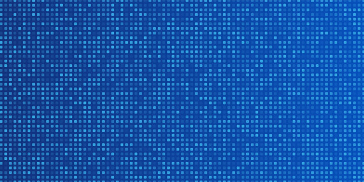 Blue pixel background. Abstract digital pattern with square elements grid. Futuristic dotted mesh with gradient effect. Geometric minimal digital design. Modern vector illustration.