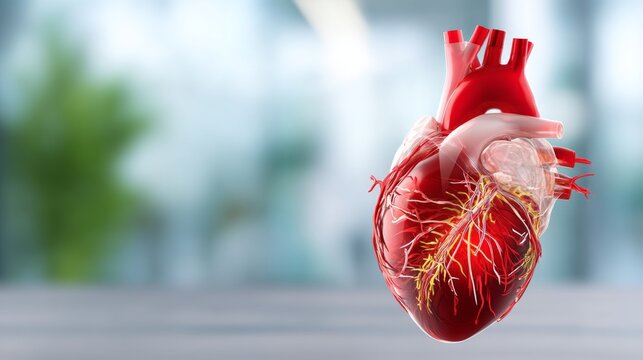 Detailed Rendering of Human Heart Anatomy in 3D