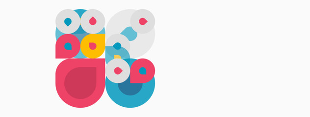 Fototapeta premium Abstract colorful circles overlap, creating playful composition. Shapes vary sizes, hues, offering modern aesthetic.