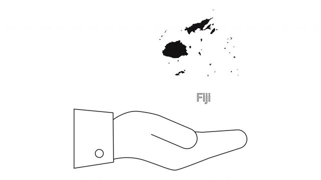 Fiji Map Held in Hand Illustration.