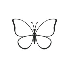 Fototapeta premium Butterfly silhouette line art icon black and white graphic