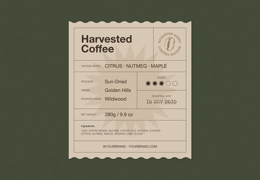 Product Label Template For Retro Packaging, Sticker, Tag & Badge Layouts for Jar & Bag Labels in Simple Minimalist Typographic Style