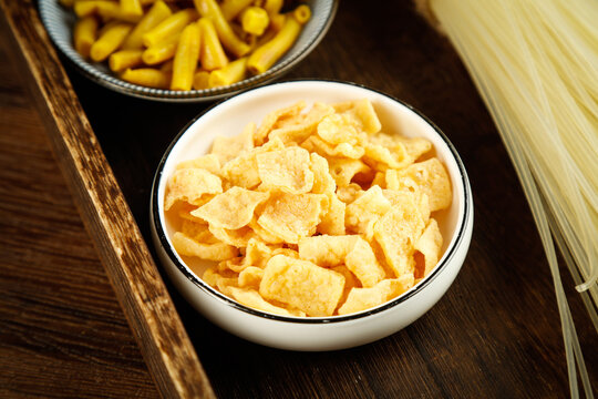 Asian Pickled Bean Curd Snacks with Noodle Ingredients Traditional Guangxi Cuisine Components