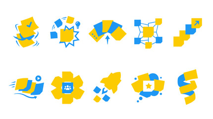 Fototapeta premium Collection of Abstract Business and Technology Icons Representing Growth and Innovation.