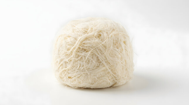 Studio-quality rendering of a fluffy ball of Turkish Pişmaniye, highlighting the fine, thread-like spun sugar strands