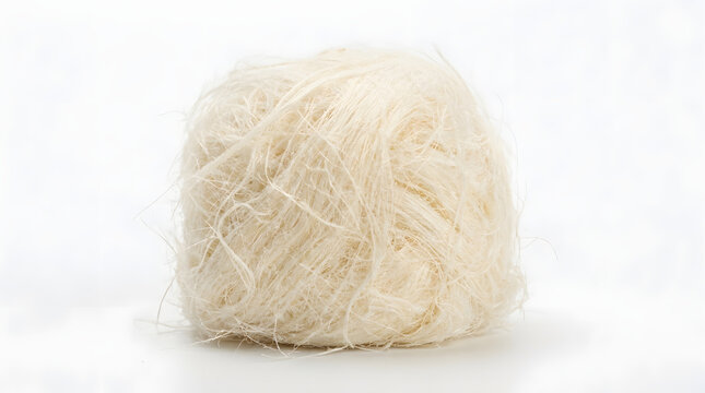 Studio-quality rendering of a fluffy ball of Turkish Pişmaniye, highlighting the fine, thread-like spun sugar strands