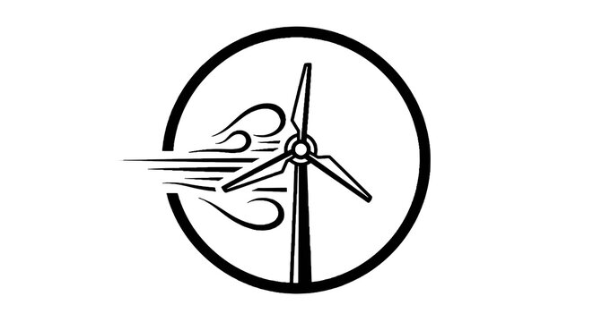 Wind turbine renewable energy symbol icon.
