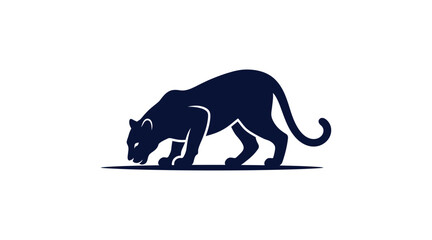 Fototapeta premium Leopard Drinking Water Bending Down Silhouette Icon Vector