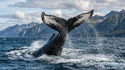 Naklejka premium humpback whale jumping