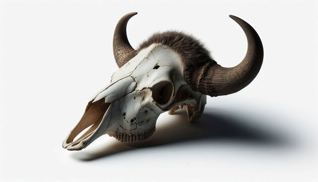 A bull skull on a white background