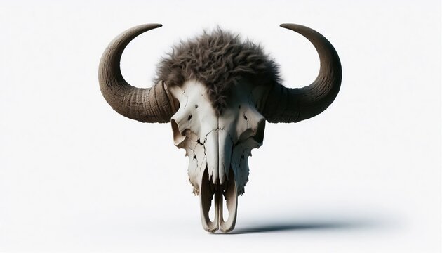 A bull skull on a white background