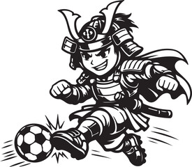 Fototapeta premium Samurai Kicking Soccer Ball in Motion