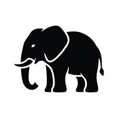 Fototapeta premium Elephant walking vector illustration, black and white line art animal profile