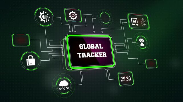 Digital global tracker panel tracing international mainframe node coordinate paths and real time satellite telemetry data packet transmission loops