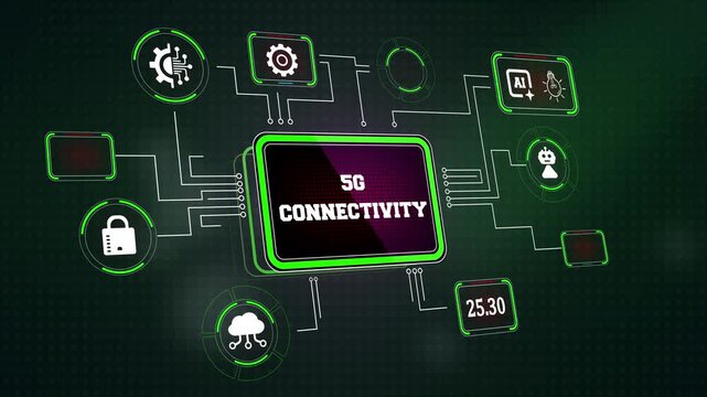 High speed 5G connectivity transmission interface routing automated cellular network data packet loops across a digital motherboard infrastructure