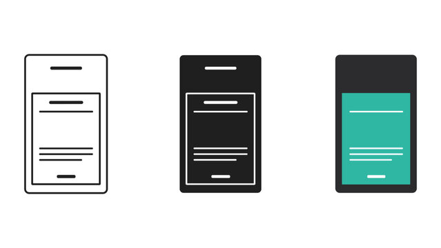 File folder icon set in outline solid and flat design styles for digital document management and data organization systems