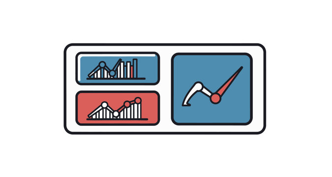 Dashboard icon with charts and graphs on transparent background