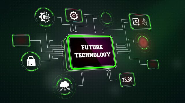 Futuristic cyber engine interface processing advanced future technology matrix parameters and artificial intelligence neural network routing arrays