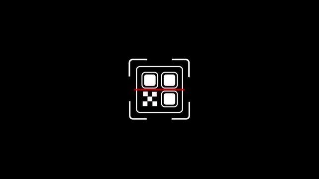 Scanning the QR code icon animation, QR code being scanning concept. 4k animated